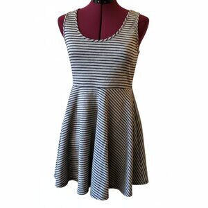 Skater Dress Stripes Gray & Black sundress sleeveless - medium